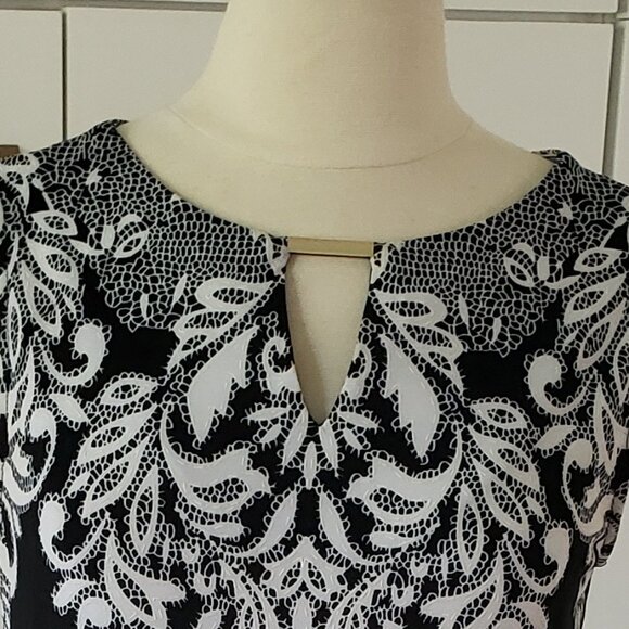 HAANI Midi Dress Sleeveless Womens S Black White Geometric RN117175 10249SS - Picture 3 of 7